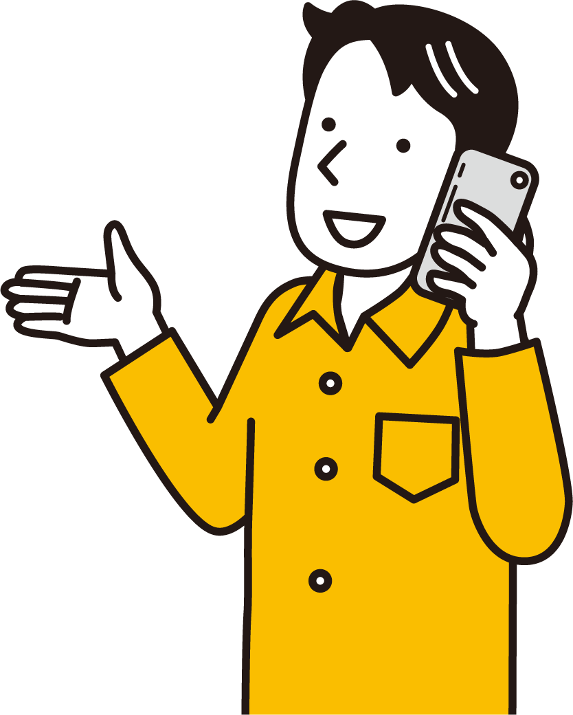 業者へ電話で問い合わせる様子