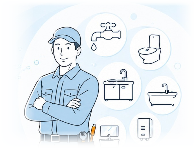 水道修理の作業員のイラスト
